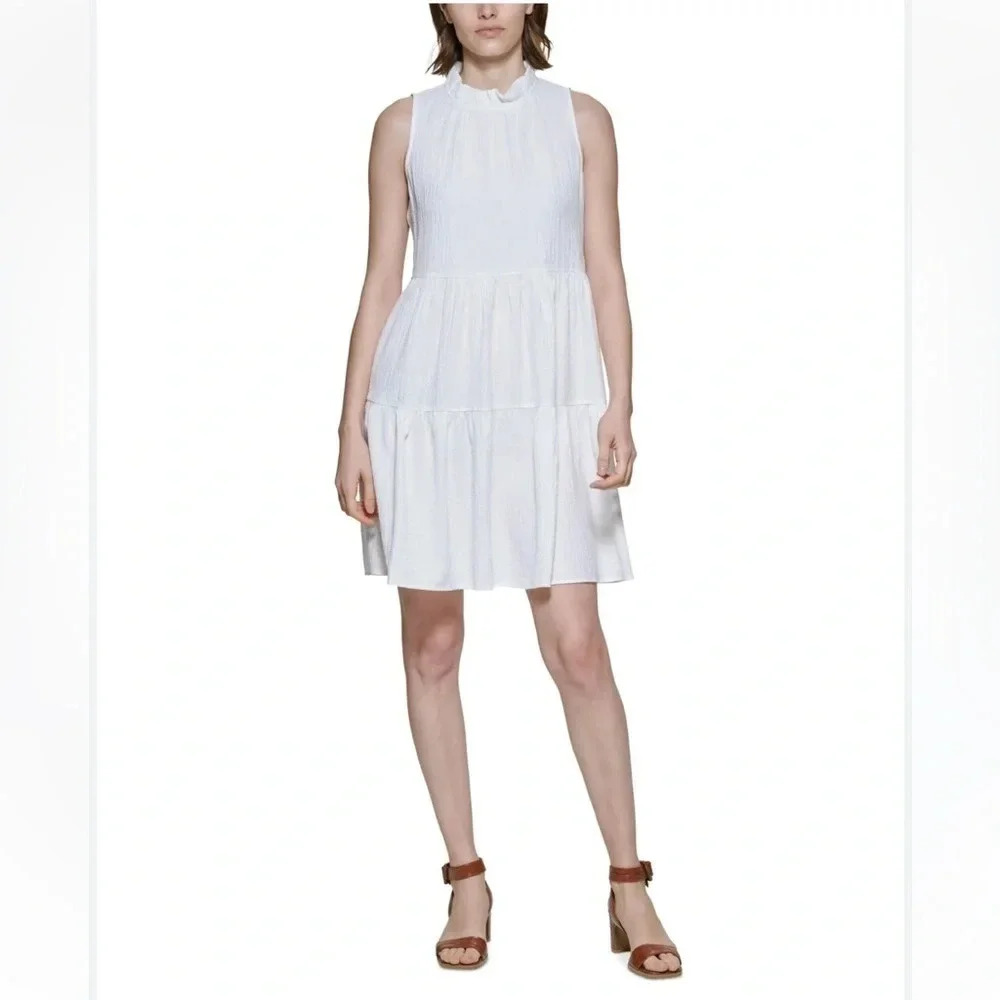 Calvin Klein White Ruffle Dress
